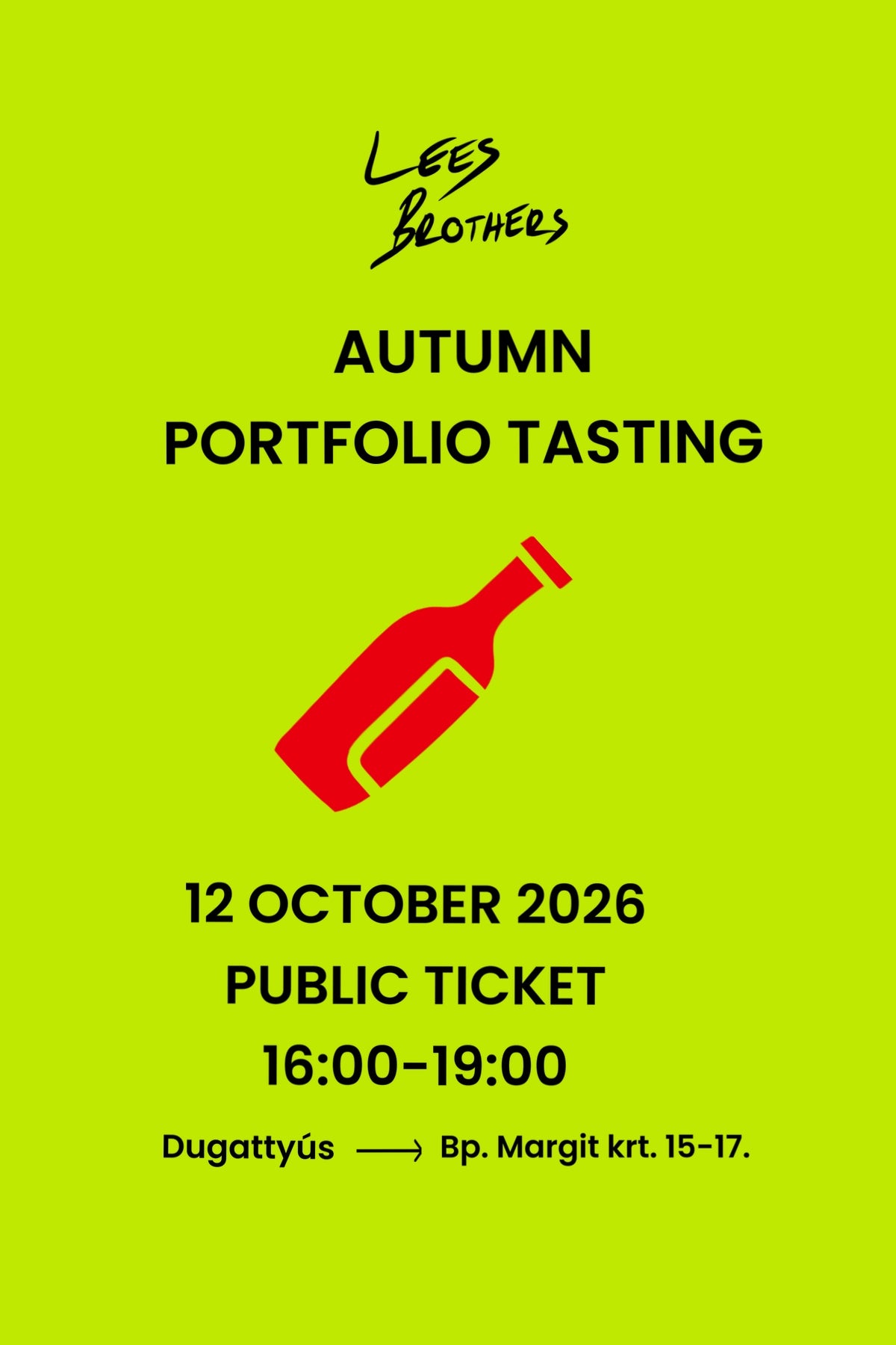 Lees Brothers Autumn Tasting / 16:00-19:00